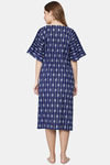 Shararat Cotton Full Length Nightdress - Royal Blue — thumbnail 4